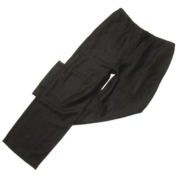 NWT Eileen Fisher Wide Leg Trouser in Black Tencel Linen Slub Blend Pants L - Picture 4 of 10